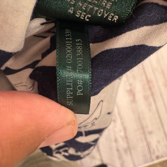 Lauren Ralph Lauren 1X Navy White Floral Button Front Stretch Cotton Shirt - Picture 6 of 9